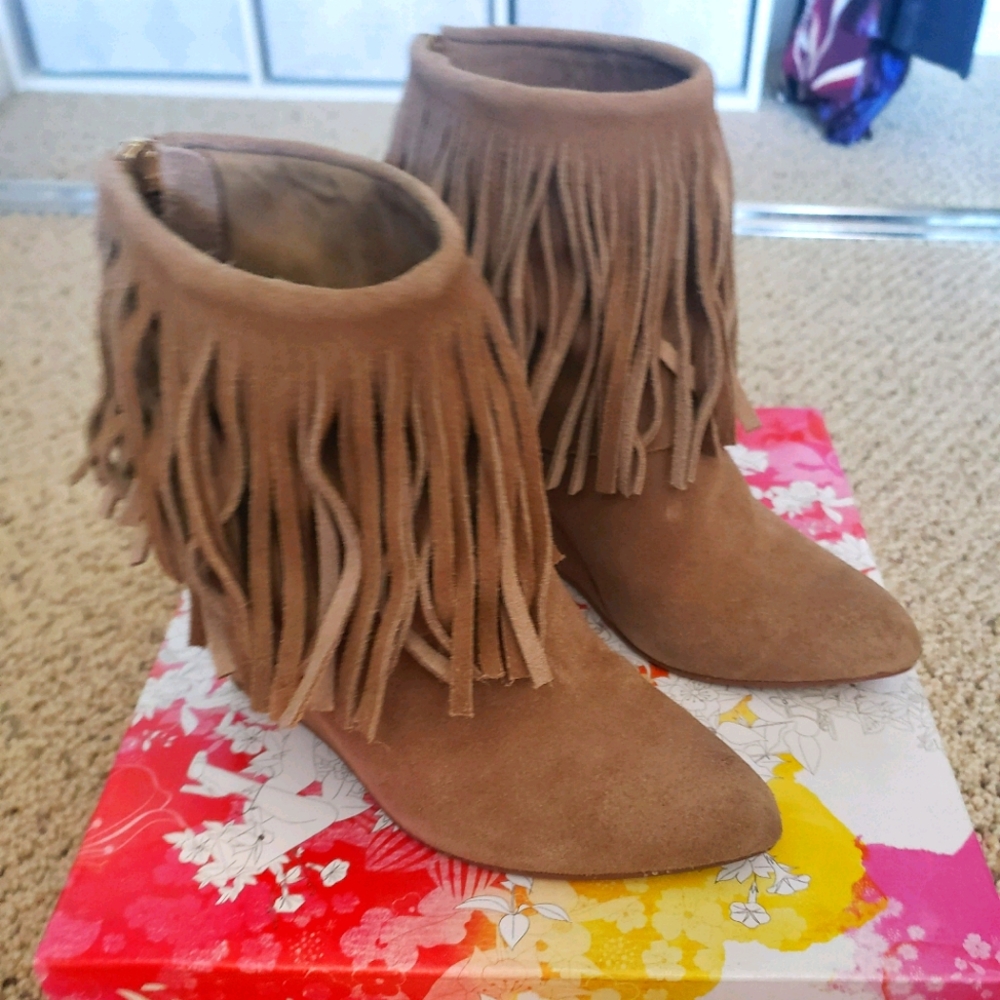Chinese Laundry tan booties,  size 6.